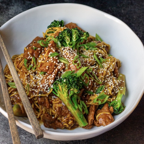 Beef and broccoli noodles