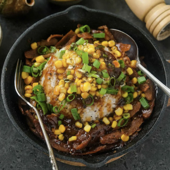 Vegan beef pepper rice