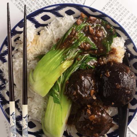 Braised shiitake mushrooms