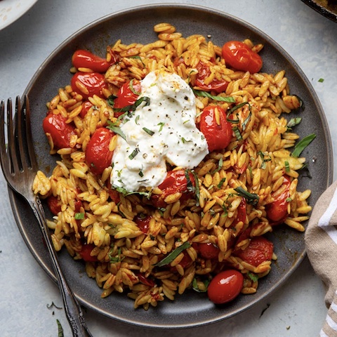 Burrata and orzo