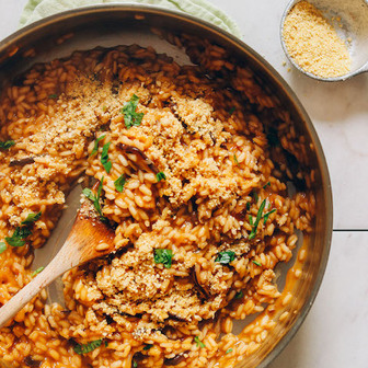 Caramelised shiitake mushroom risotto