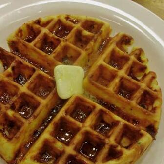 Cheddar and green chile waffles
