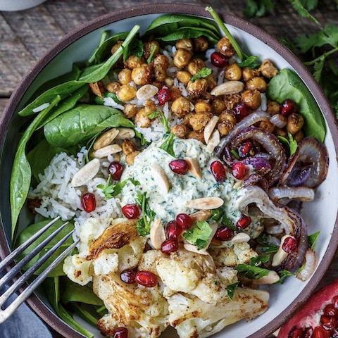 Chickpea and cauliflower bowls