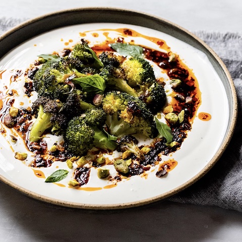 Chilli crisp broccoli and labneh