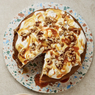 Coffee and walnut caramel cake