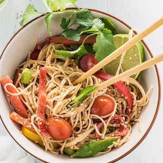 Creamy coconut peanut noodles