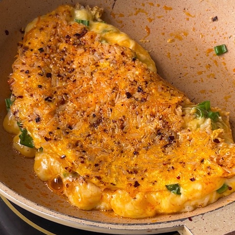 Crispy rice omelette