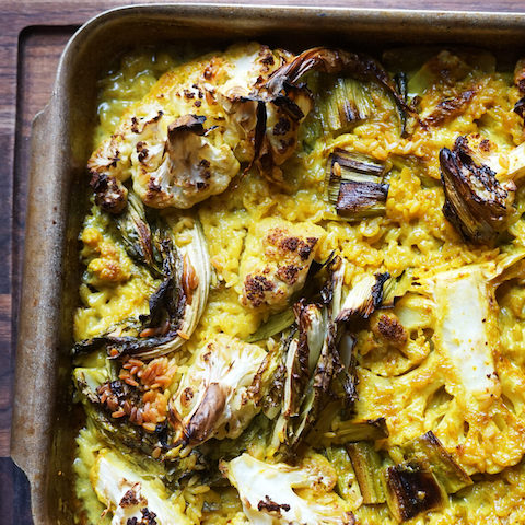 Curried cauliflower traybake