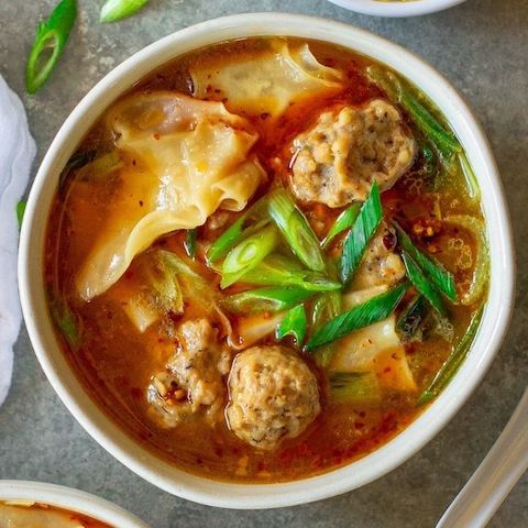 Deconstructed wonton soup