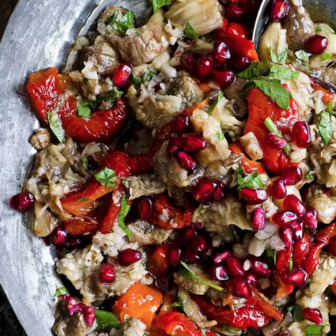 Eggplant and pepper salad