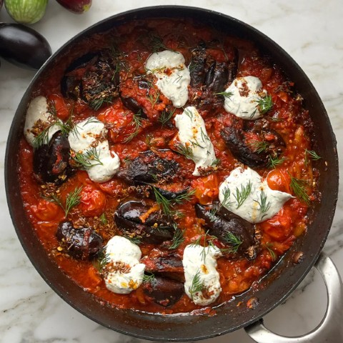 Eggplant with tomato and yogurt