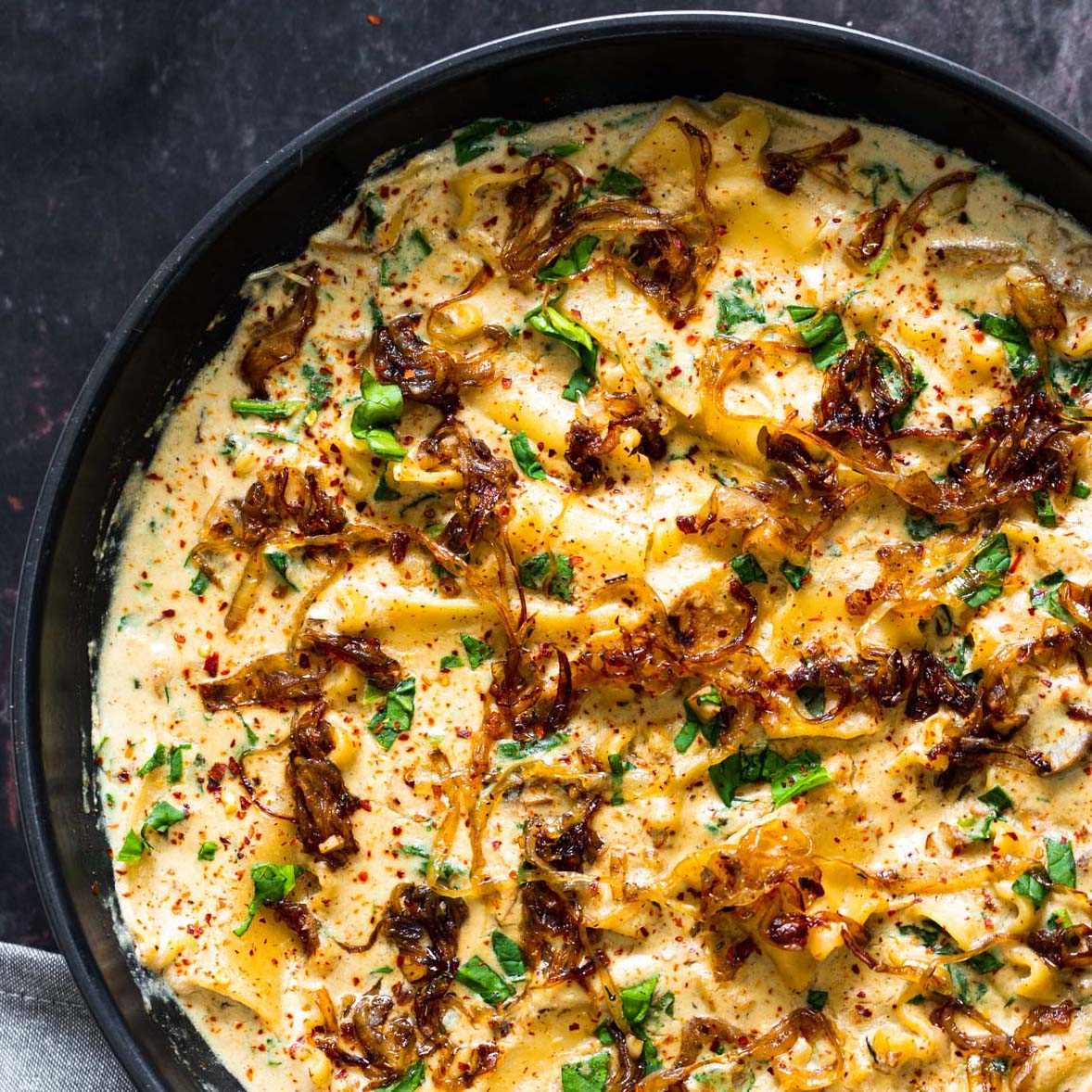 French onion skillet lasagna
