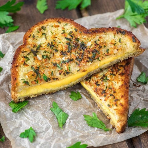 Garlic bread grilled cheese