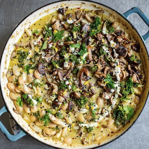 Garlicky courgette and butterbeans