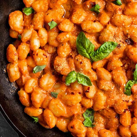 Gnocchi in tomato cream sauce