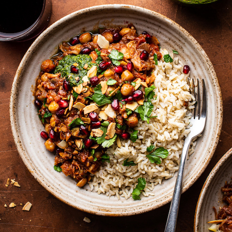 Jackfruit, apricot and rose harissa