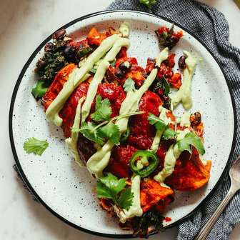 Kumara and black bean enchiladas