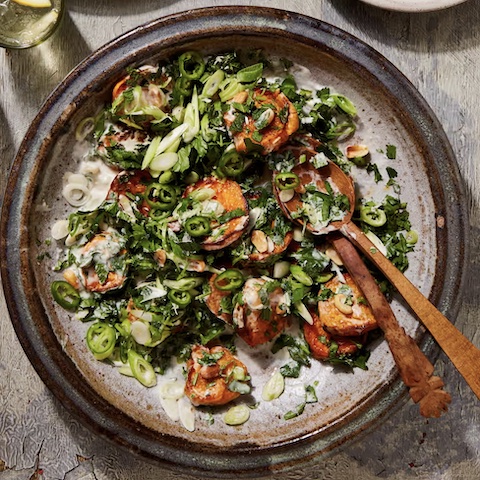 Kumara, peanut and chilli salad