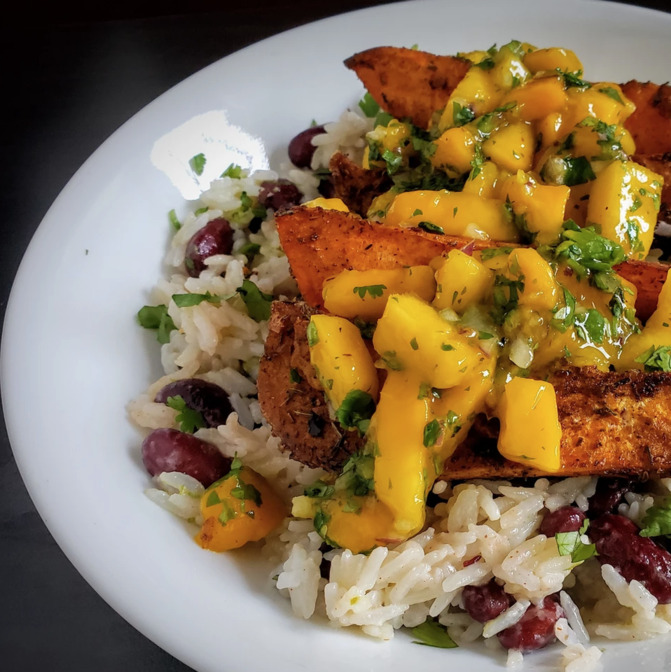 Caribbean kumara with salsa