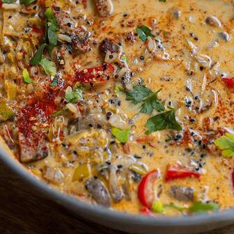 Leek and mushroom soup