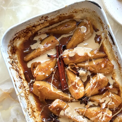 Miso butter baked pears