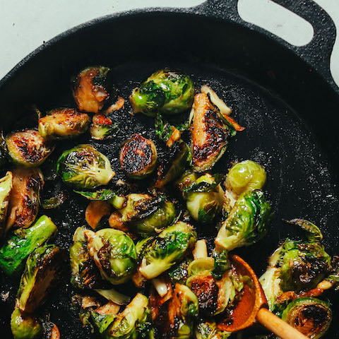 Miso glazed brussels sprouts