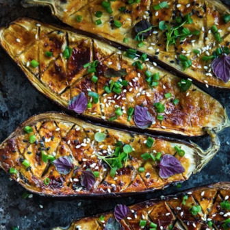 Miso glazed eggplant