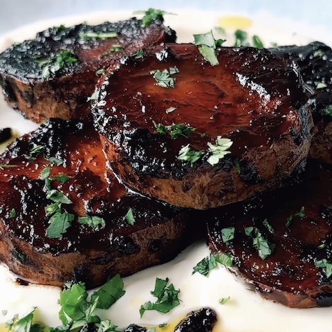 Miso glazed sweet potato