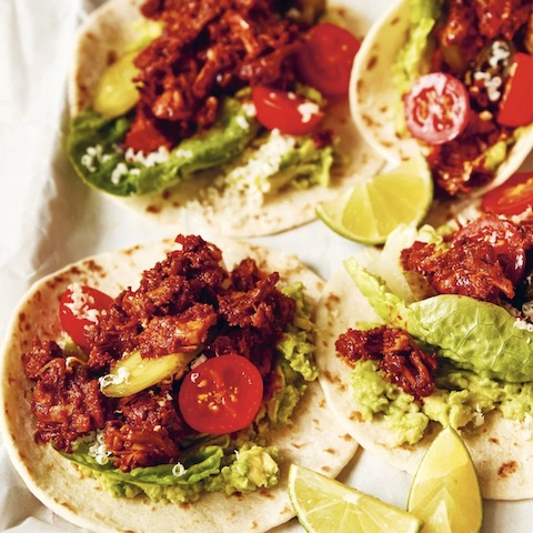 Miso harissa jackfruit tacos