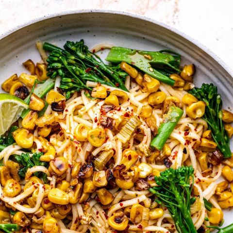 Miso noodles with charred corn