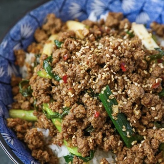 Mongolian ground beef noodles