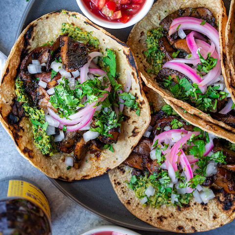 Mushroom asada tacos