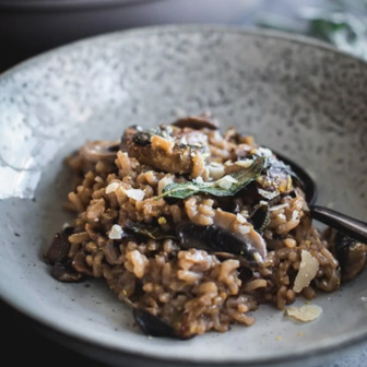 Mushroom garlic sage risotto