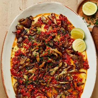 Oyster mushrooms and polenta