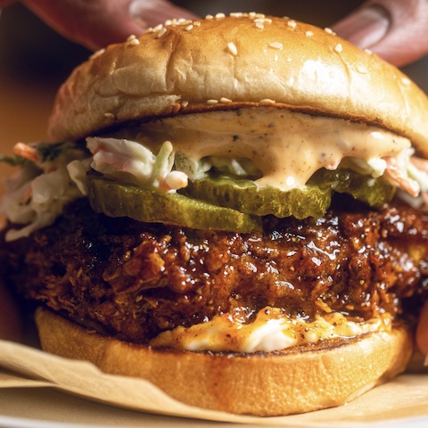 Nashville hot tofu burger