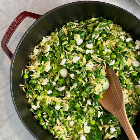 Orzo with spinach & feta