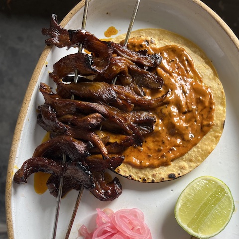 Oyster mushroom tacos with chipotle crema
