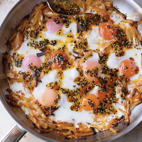 Potato and gochujang eggs