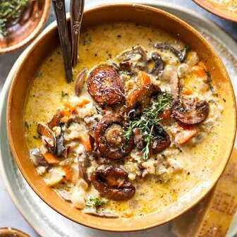 Wild rice and mushroom soup