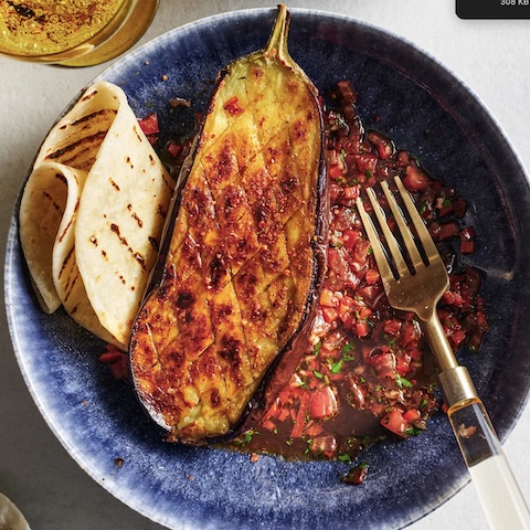 Roasted eggplant and ezme salad