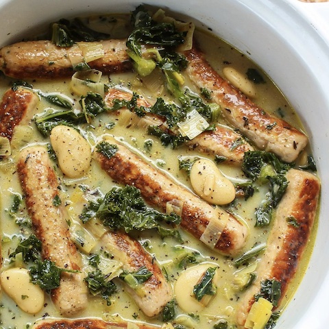 Sausage, bean and kale stew