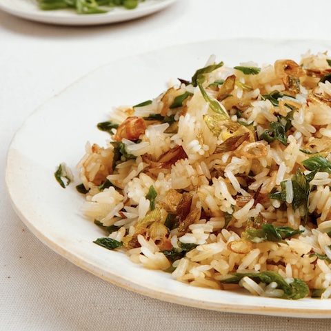 Scallion speckled rice