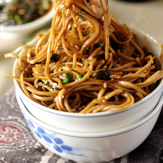 Soba with ginger scallion sauce
