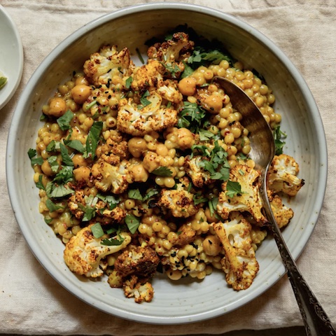 Spiced coconut couscous with roasted cauliflower