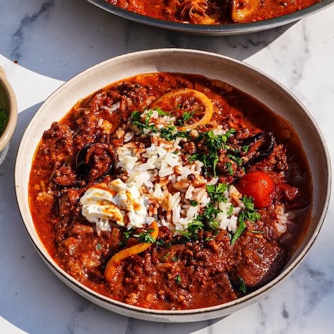 Spiced eggplant & walnut stew