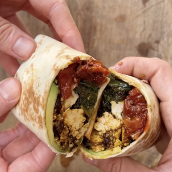 Spicy breakfast burritos