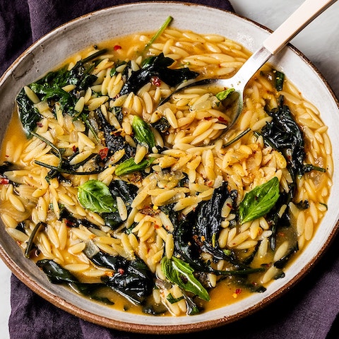 Spicy orzo and kale
