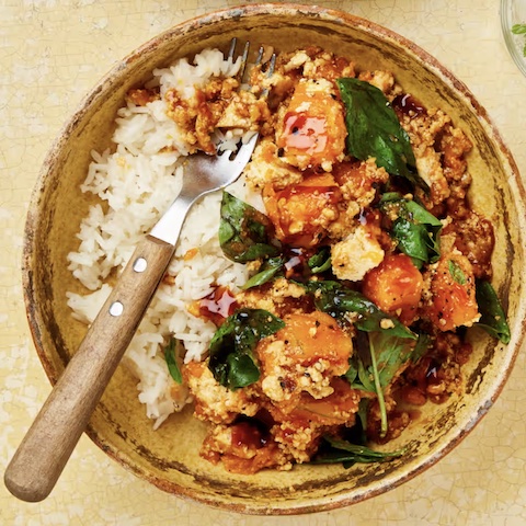 Stir-fried squash with tofu