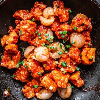 Sweet and sour lychee tofu