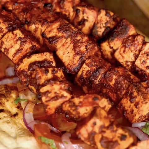 Tandoori tofu skewers
